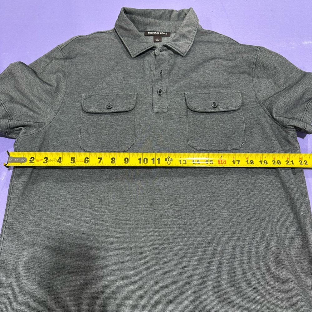 Michael Kors Men's Short-Sleeve Polo in Charcoal Gray - Picture 4 of 6